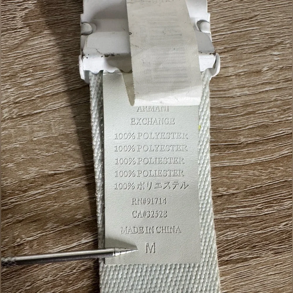 Armani Exchange Women M White Canvas Multicolor Belt